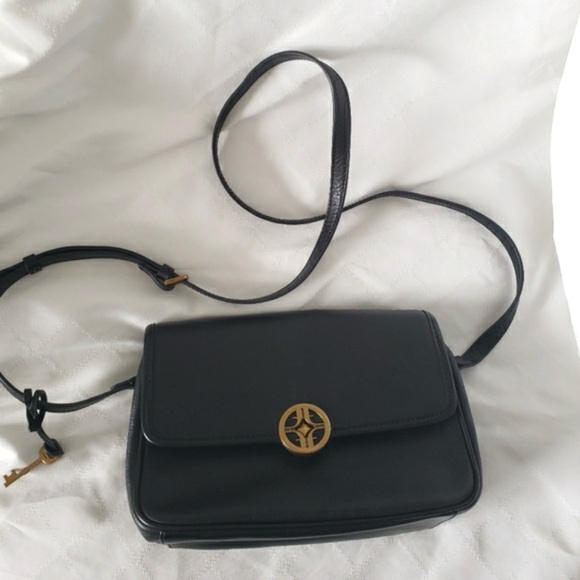 Fossil Handbags - Fossil Purse Leather Jasmin Flap Crossbody Bag Black